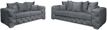 Snooze Velvet Ashton Scatter Back 3 and 2 Seater Sofa Sets, Corner Sofas For Living Room, Upholstered Plush Fabric 3 Seater Velvet Sofas Royal Blue Velvet, 3 Seater