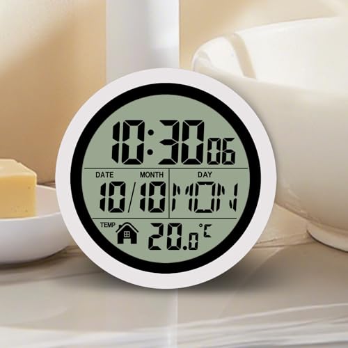 Horloge murale à ventouse étanche pour douche, cuisine et spa