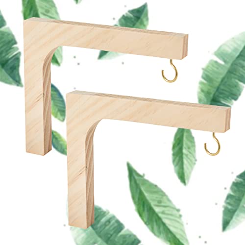 Jtian Craft 2Pcs Plant Hangers Indoor, Plant Hook Hanging Plant Holder Bracket, Natural Wood Simple Elegant Design Suitable For Home Decoration #TOP3