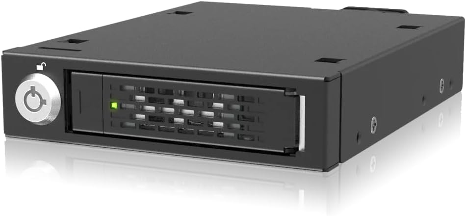 ICY DOCK ToughArmor MB601V4KW-B U.2 / U.3 NVMe PCIe 5.0 SSD to MCIO 4i Mobile Rack up to 128Gbps Full Metal with Waterproof IPX6 Front Panel