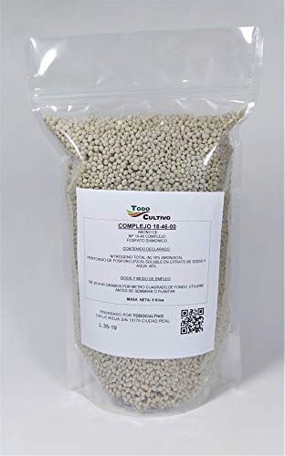 Todo Cultivo Fosfato diamónico abono Plantas Complejo 18-46-00 NPK. 5 Kilos. Fertilizante con un Alto Poder enraizante por su Gran cantidad de fósforo.