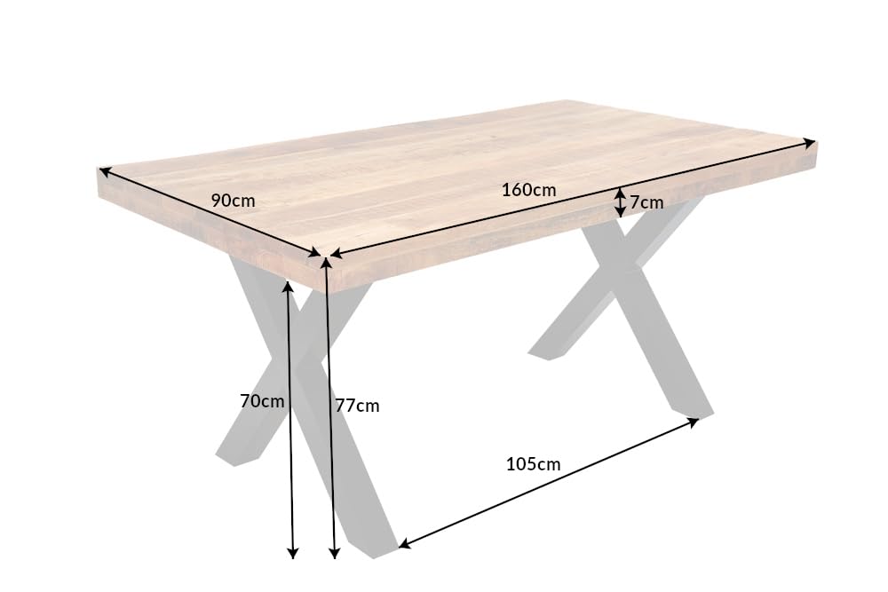 Riess Ambiente Esstisch Iron Craft 160cm - schwarz Natur - Mangoholz | Massiv, 6 Sitzplätze, langlebig, stabile Konstruktion, robust, massive Verarbeitung, höhenverstellbaren Füße, Eisengestell