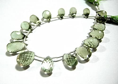 Améthyste verte briolettes gouttes facettées AAA 10x6-15x9 mm - 4