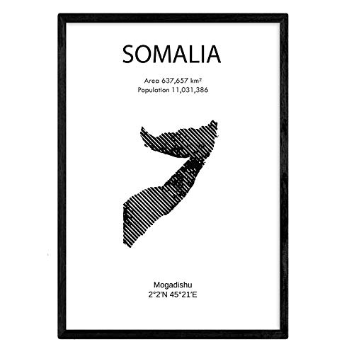 Nacnic Affiche de la Somalie. Feuilles de pays et continents. format A4