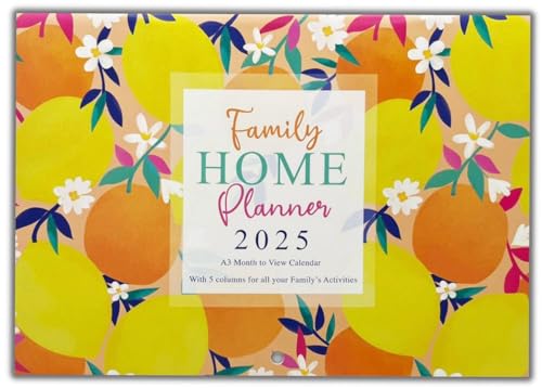 PaulStore 2025 Family Home Planner Calendar 5 Columns Size A3 - Cute Owls & Butterflies (Owls)