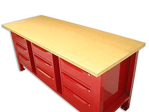 Banco de trabajo 2 mt. Con Piano De Madera + 3 armarios a 3 cajones serie Industria Sogi X3 – 11 _ N
