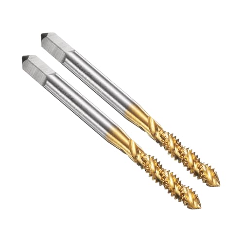 Image of sourcing map 2pcs Spiral Flute Thread Taps 10-24 UNC 2B Machine Threading Tap Bit, Titanium Coated Screw Tapping Repair Tool, M2 High-Speed Steel (HSS)