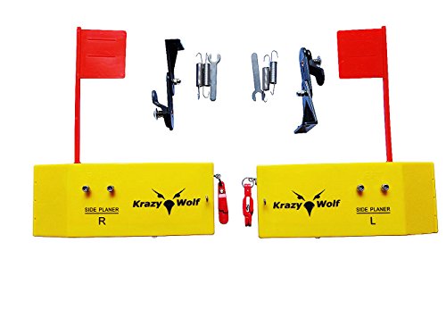 Krazywolf Planer Board (P007),Includes Spring Flag system,Left&Right L10"xW3.5``,Pair,Yellow - Thumbnail 2