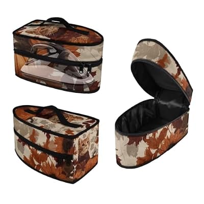 Maiyoinou Pinecone Iron Storage Bag, Lightweight Patriotic Pouch, Universal Fit Zipper Maple Organizer for Travel Irons