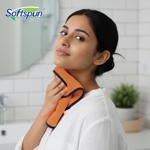 Image of SOFTSPUN Microfiber Hand & Face Wipes 280 GSM 20x30 Cms, 4 Piece Towel Set, (Brown) Super Soft & Silky for Hand, Face and Body - Hypoallergenic Sensitive Skin Wipes & Washcloths.