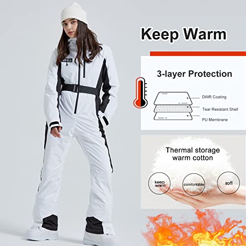 HOTIAN Women One Piece Ski Suits Slim Fit Overalls Jumpsuits Waterproof Winter Outdoor Snowboard Snow Suits