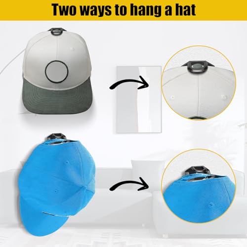 Vuteukis 12 Stück Cap Halterung Wand, Selbstklebende Kappenhalter, Basecap Halterung Wand mit 12 Doppelseitiges Klebeband und 12 Nägel (6 Transparent und 6 Schwarz)