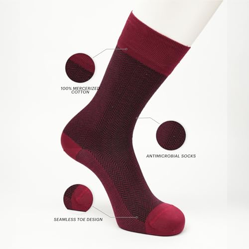 Image of Theater Maroon & Black Men's Socks | Mercerised Cotton | Mid Calf Length | Anti-Bacterial | Luxury Business Look | Elegant & Comfortable