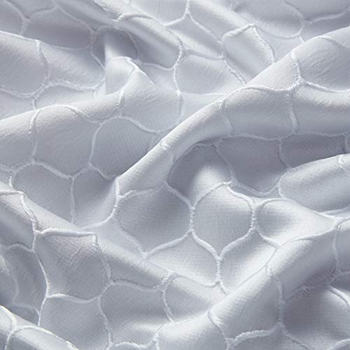 Hlc.me Siena Pattern 100% Total Blackout Thermal Insulated Lined Long Window Curtain Drapery Grommet Panels For Living Room & Bedroom - Energy Savings & Soundproof, Set Of 2 (50 X 108 Inch, White) #TOP6