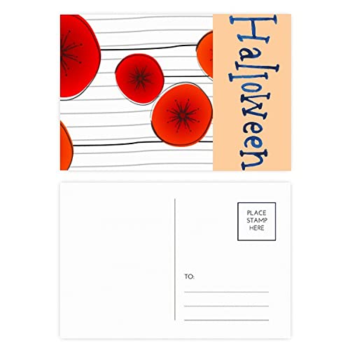 Cartes postales Halloween haut de gamme à cercles rouges et fleurs artistiques pour collection