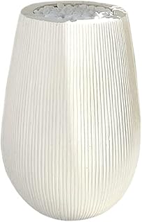 Shaheen Farouk Designs Polyster Stone Decorative Planter Pot For Offices, Home Decore and Garden, (H70*D42) - White