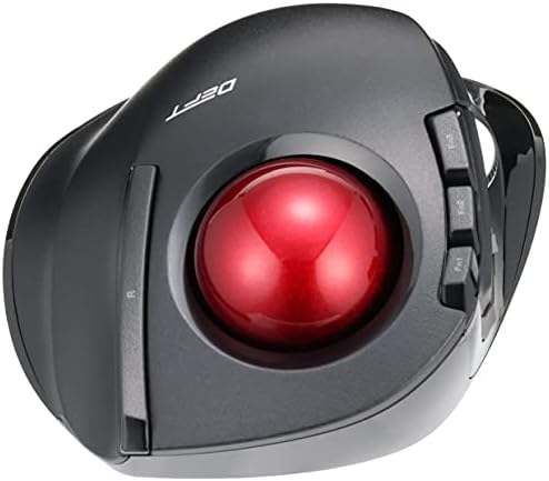 Elecom DEFT Trackball Mouse, 2.4GHz Wireless, Finger Control, 8-Button Function, Ergonomic Design, Smooth Red Ball, Windows11, macOS (M-DT2DRBK-G)