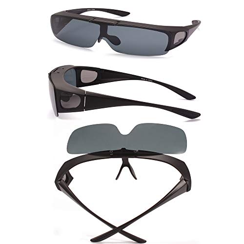 Bestum Driving Glasses Wraparounds Polarized Fitover Sunglasses (Matte Black, Grey) #TOP1