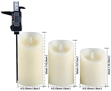 LED Candles,Flameless Candles 4" 5" 6" Real Wax Battery Candle Pillars, 10 Key Remote Control with 24 Hour Timer Function(Ivory,3 * 1)