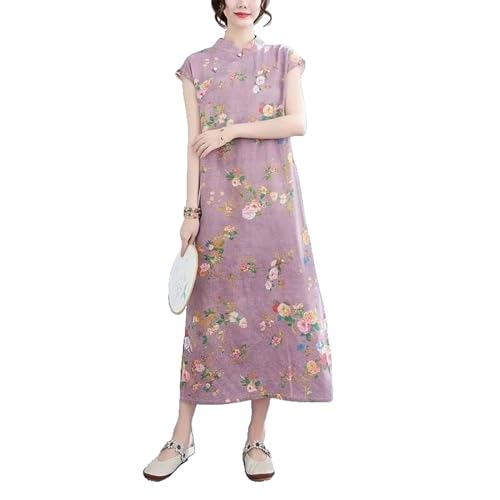 Robe cheongsam en coton doux vintage au style ethnique chic et élégant