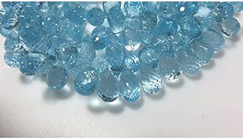 Beads Gemstone 1 Strand Natural Blue Topaz, Tear Drop Beads, Faceted Gemstones, 6x10-6x11mm 8 Inch Long Long Code-HIGH-17411