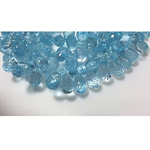Fil de perles azurite naturelle en larme facettée pour création bijoux DIY