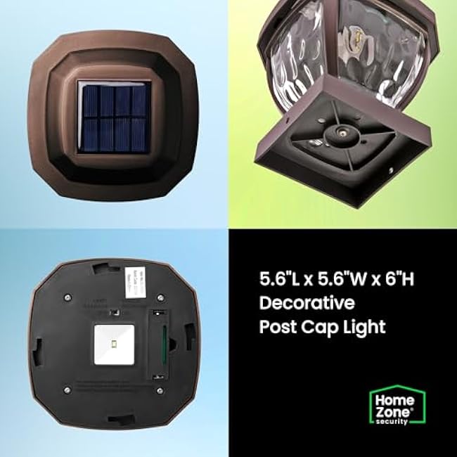 HOME ZONE Security Solar Post Cap Lights 4x4 3.5 x 3.5 in. Post Lights Bronze
