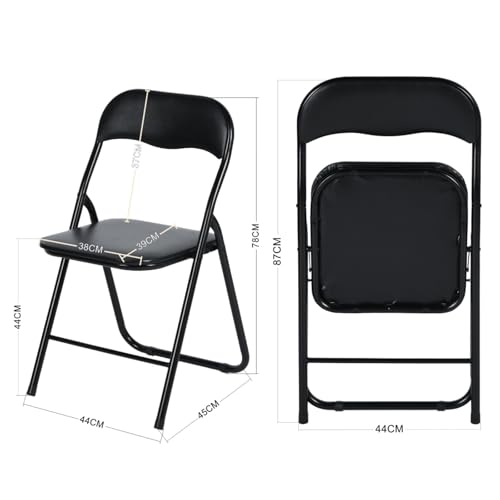 EGGREE 6er Set Klappstühle Metallrahmen mit PVC - Gepolstertem Sitz, Campingstuhl mit Einer Tragfähigkeit von 110KG, Faltbarer Ergonomischer Balkonstuhl für Büro Party Camping