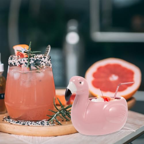 Taza de cerámica IMIKEYA forma flamenco para fiesta hawaiana miniatura 2