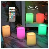 iZAN 6PCS Multi Color Changing Flameless Battery Operated LED Votive Candles with Remote Flickering