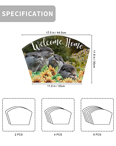 Farmhouse Otter Placemats Set Of 2 For Dining Table, Woven Round Table Placemats, Welcome Home Rustic Sunflower Table Mats Washable Wedge Placemat Indoor/Outdoor Patio Kitchen Décor #TOP3