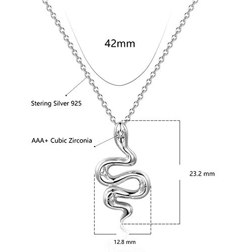Silver Snake Pendant Necklace 16 Inch Silver #TOP5