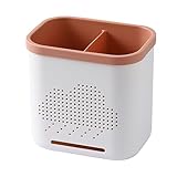 Helilyco Estante de drenaje de cubiertos de doble capa para cocina, cuchillos, tenedores, cucharas y palillos para organizador de almacenamiento de polipropileno con diseño hueco y agujeros de drenaje