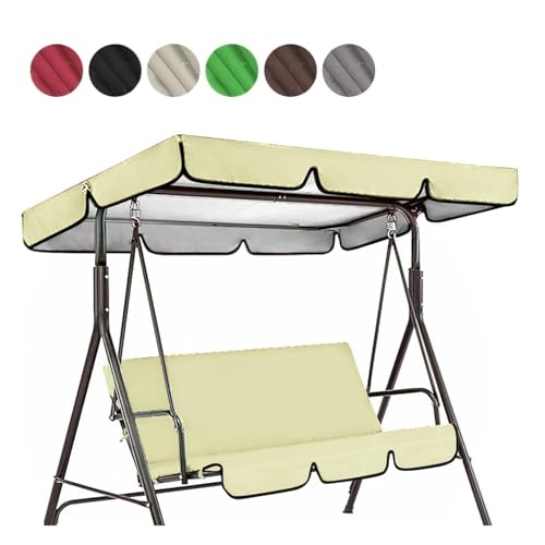 TYBEITAO Tela Oxford Recubierta De Plata 600D Toldo Balancin De Jardin Resistente ai Viento Y ai Desgarro Toldo para Silla Columpio Al Aire Libre,Beige-164 * 114 * 15cm