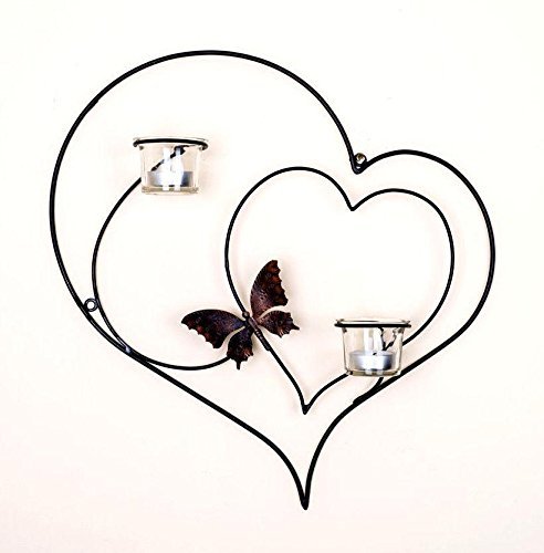 Craftvatika Iron Decorative Double Heart Wall Sconce Candle Holder Hanging Tealight Holders Home Arts Weddings Events Decor #TOP1