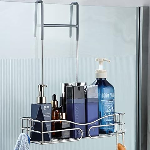 Cooeco Rustproof Shower Caddy with Hooks Cover