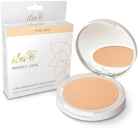 Iba Pure Skin Perfect Look Long Wear Mattifying Compact - Fair Pearl, 9g | Even Coverage | Oil Free | Matte Finish | SPF 15 | Face Makeup | 100% Natural | Halal Certified & Vegan Makeup