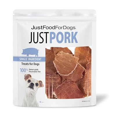 JustFoodForDogs Healthy Dog Treats, Pork, Single-Ingredient, Made in The USA, 5 oz
