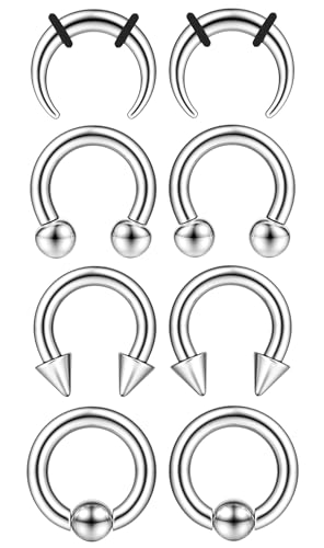 YADOCA Surgical Steel Septum Stretching Kit - Septum Rings Septum Pincher Tapers Gauge Kit 2G 4G 6G 8G 10G 12G 14G Nose Septum Piercing Jewelry Earrings for Women Men, Silver Tone