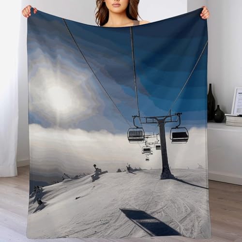 Couverture flanelle remontées mécaniques soleil 102x127cm - 5