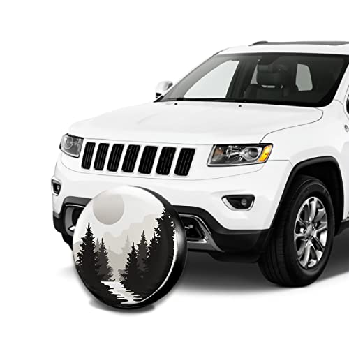Image of Abstract Moon Spare Tire Cover Mountain Tree Waterproof Dust-Proof Universal Spare Wheel Tire Covers 17 Inch Fit for RV Trailer Truck Jeep Rv SUV Truck Camper Travel Trailer Accessories