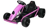 24V 9AH Electric Go Kart for Kids, 8 MPH Drift Kart for Kids Ages 6-12, 2x180W Motor, Drift Mode and 2 Speed (Pink)