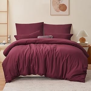RUIKASI Beddengoed 200x220 Rood 3-delig - Bourgondië Microvezel Beddengoedset Oeko-TEX, Dekbedovertrekken 200 x 220cm + 2 Kussenslopen 80x80cm met Ritssluiting, Zacht en Strijkvrij