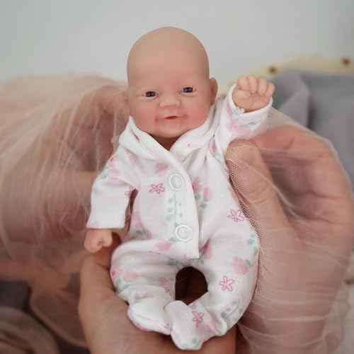 Muñeca bebé mini reborn de silicona 7 pulgadas con accesorios miniatura 3