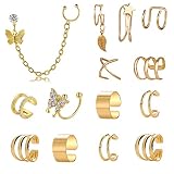 14 Pcs Ear Cuffs for Women Non Piercing Pearl Chain Ear Clips Gold Ear Cuffs Set for Teen Girls Adju