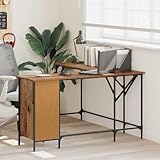 Look industriel massif : les pieds carrés en métal et l'aspect bois vieilli confèrent au bureau d'angle un charme loft urbain ; il s'intègre harmonieusement dans les chambres modernes ou les espaces de vie ouverts et devient un accroche-regard décoratif à côté des lits et des commodes