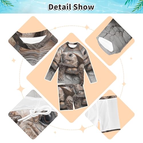 Traje de baño de manga larga para niños con conjunto de protección UV premium Turtle Marble 4