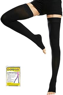 Beister 20-30 mmHg Thigh High Compression stockings Open Toe Women Men