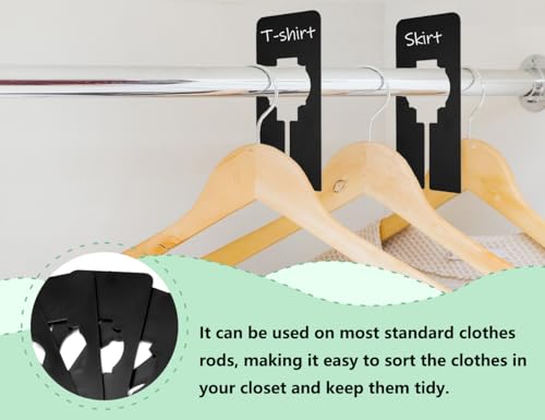 AOYEGIC 10 Stück Größentrenner,Schrankteiler Trenner,Kleiderschrank Trennwände,Schrankregaltrenner,Kleiderbügeltrenner,regaltrenner mit Stift,für Sortieren von Kleidung Größe(Schwarz,12.7*5.2 cm)