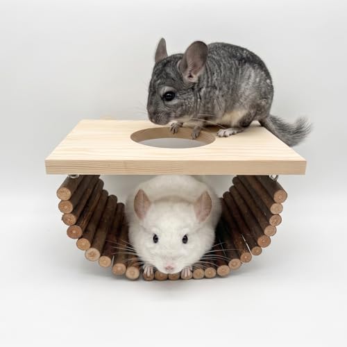 Yulexpy Natural Wood Chinchilla Platform, Small Pet Climbing Playground, Small Animals Cage Accessories for Chinchillas Squirrels Gerbils Sugar Gliders Hamsters Mice Rats Parrots